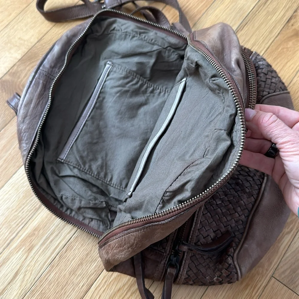 Italian Brown Woven Leather Backpack - Picture 3 of 7